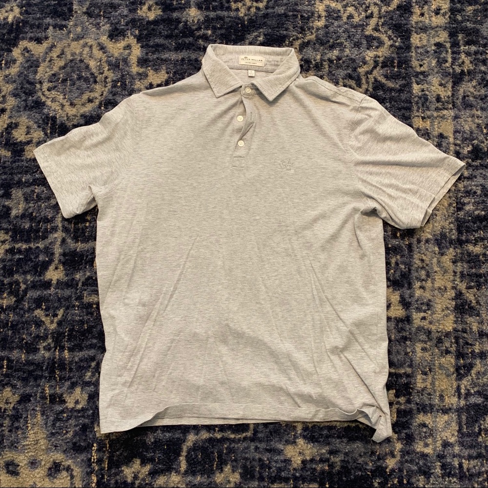 NWOT Peter Millar crown soft grey striped polo